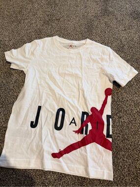 Jordan White Tee with Red Jumpman and Black Lettering